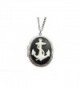 Anchor Locket Necklace- Black & White Nautical Cameo Cabochon in Antique Silver - C6127ESI0P9
