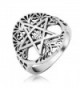 Sterling Silver Filigree Pentagram Pentacle Star Ancient Tree of life Symbol Round Band Ring 7 - C512MAYYM5E