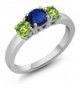 Simulated Sapphire Peridot Sterling 3 Stone - CD11H0CDDPH