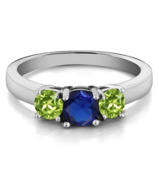 Simulated Sapphire Peridot Sterling 3 Stone