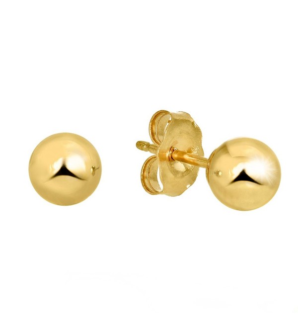 JewelStop 14k Real Yellow Gold Stud Ball Earrings- Gold Friction Backs - 5 mm - CP11Y700GEB