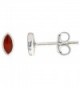 Sterling Silver Tiny Carnelian Stone Stud Earrings Navette Shape- 3/16 inch - CY113NT2WRL