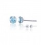 14K White Gold 4.00mm Round Stud Earring - Aquamarine - CN187ICZQRR