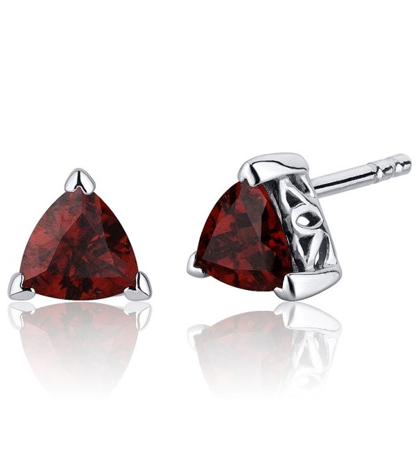 2.00 Carats Garnet Trillion Cut V Prong Stud Earrings in Sterling Silver Rhodium Nickel Finish - CR116ULJKNX