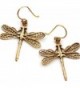 Bronze Filigree Dragonfly Earrings Drop Dangle Fish Hook Thailand Made Jewelry - C612BAP10Y9