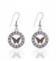 Autism Awareness Butterfly Circle Charm Earrings French Hook Clear Crystal Rhinestones - C6124BUK50L