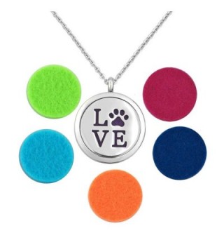 Q&Locket Love Dog Pawprint Stainless Steel Premium Aromatherapy Essential Oil Diffuser Locket Necklace - CB12MWX9II3