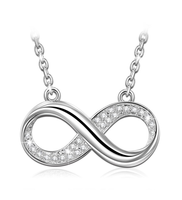 ANGEL NINA Infinite Love" 925 Sterling Silver 3A Zirconia Necklace Pendant Convey Infinity Love - CD18C5T8DWY