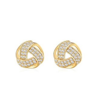 Twisted Love Knot with Brilliant Cubic Zirconia Stud Earrings- Triple-Knot Silhouette- Gifts for Girls and Women - C7189UIWI2U