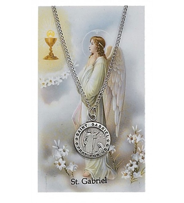 Round St. Gabriel the Archangel Medal with Prayer Card - CB11DP0J9EH