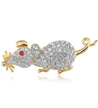 Alilang Cute Cartoon Mouse Rat Pet Rhinestone Crystal Animal Rodent Critter Pin Brooch - Silver With Red Eyes - CN113T2ENDN