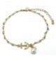 Anchor Charm and Freshwater Pearl Bead Link Anklet - Gold - Pearl Bead - C817YQZZA63