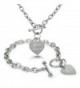 Stainless Steel Engraved Yours Forever Heart Charm Bracelet and Necklace - CM11VP5LQJZ