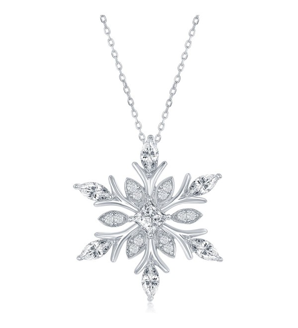 Sterling Silver CZ Snowflake Pendant with 18" Chain - C011UYTEHS5