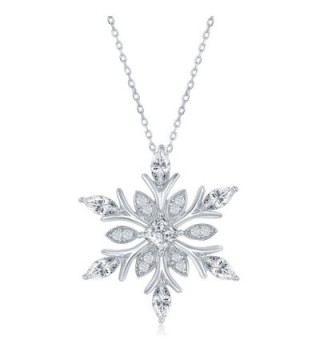 Sterling Silver CZ Snowflake Pendant with 18" Chain - C011UYTEHS5