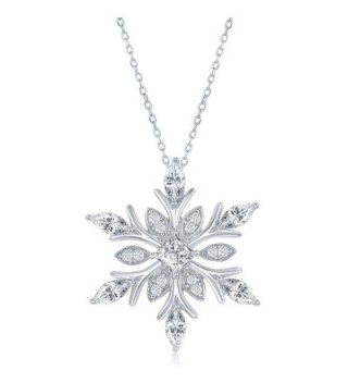 Sterling Silver CZ Snowflake Pendant with 18" Chain - C011UYTEHS5