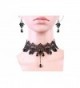 Charm.L Grace Black Lace Gothic Lolita Pendant Choker Necklace Earrings Set - CK11LUBLNL5