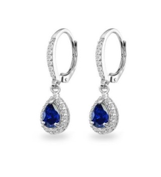 Sterling Sapphire Teardrop Leverback Earrings