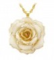 DEFAITH Golden Necklace Chain with 24K Gold Dipped Rose Necklace - Best Anniversary Gift - Ivory - CV12NZ5UDFH