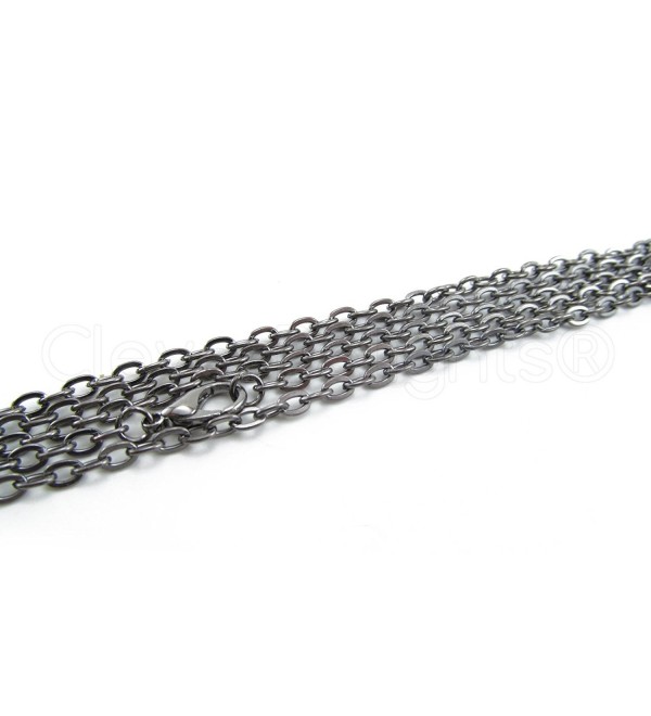 20 CleverDelights Vintage Style Rolo Chain Necklaces - Gunmetal Color - 24 Inch - 3 x 4mm Links - 24" - CK11DY8ATYN