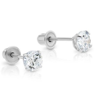 White Cubic Zirconia Solitaire Earrings in Women's Stud Earrings