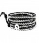 39" Rhiannon Black Leather Silvertone Bead Wrap Bracelet- Adjustable 5x Wrap in Gift Box - CN117GHAAMX