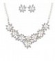 ACCESSORIESFOREVER Bridal Wedding Prom Jewelry Set Crystal Rhinestone Pearl Exquisite Floral Necklace J6 - CU11LJFO6RP