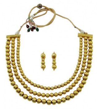 Banithani Indian Beautiful Traditional Goldtone Necklace Set Wedding Jewelry - Gold - CV12N9MPOF4