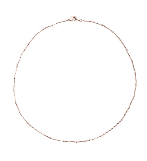 HONEYCAT Rose Gold Thin Bead Ball & Chain Choker Necklace | Minimalist- Delicate Jewelry - C417X60644N