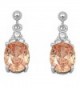 Sterling Silver Dangling Simulated Gemstone & Cubic Zirconia Earrings Birthstone Colors Available! - CB11I365LVD