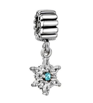 Christmas Snowflake Blue Crystal Birthstone Jewelry Bead Fits Pandora Charm Bracelets - C611RB3LRB7