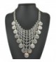 JoJo & Lin Vintage Boho India Exaggerated Coins Antique Silver Statement Necklace for Women - CG1280VYQKR