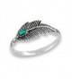 Simulated Turquoise Oxidized Feather Ring .925 Sterling Silver Tree Leaf Band Sizes 6-10 - CD182STACQ7