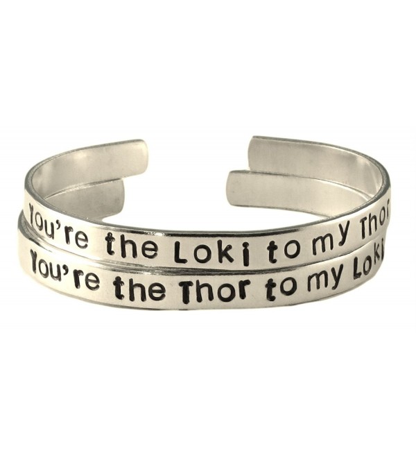 Thor Inspired - Thor to My Loki & the Loki to My Thor - A Pair of Hand Stamped Aluminum Bracelets - CS11JNUK0C3