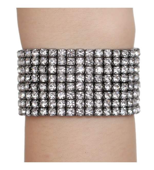 BILONG Jewelry Gun Black Bridal Bangle Bracelet with Sparkling Crystal Rhinestones - CI12NERMBDX
