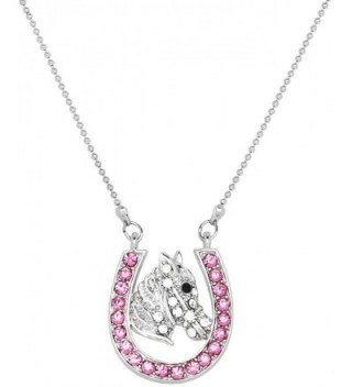 Horseshoes Silver Necklace Multicolor Crystals