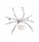 Victorian Style Mother of Pearl Body and Micro Pave Spider Brooches Pins Silver Tone - White - C5183QI0TDU