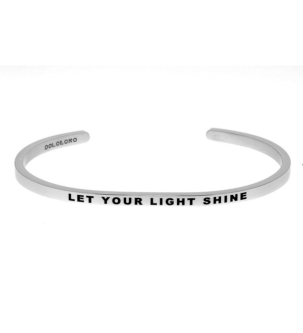 Mantra Phrase: LET YOUR LIGHT SHINE - 316L Surgical Steel Cuff Band - C412N4PEQL3