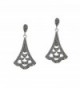 Sterling Silver Flower Leaf Chandelier Dangle Earrings with Marcasit Stud Post - CZ11QXX8YT9