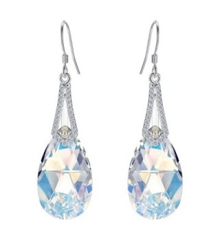 EleQueen Sterling Teardrop Iridescent Swarovski - Iridescent Aurora Borealis AB - CB12NB3YGM5