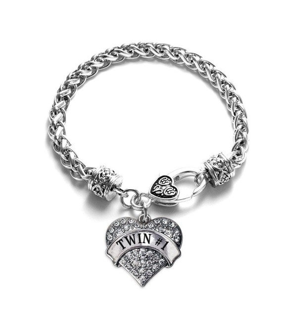 Twin 1 1 Carat Classic Silver Plated Heart Clear Crystal Charm Bracelet Jewelry - CZ11VDKORDT