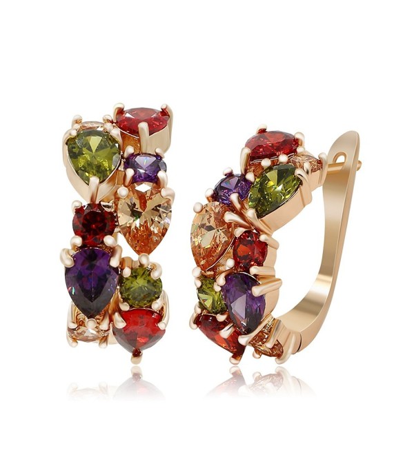 Kemstone Gold Plated Cz Crystal Hoop Earrings Women Fashion Jewelry - C612G9GNMRX