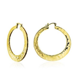 Bling Jewelry High Polished Gold Plated Brass Large Hammered Hoop Earrings 2in - CZ11CZFTEW5