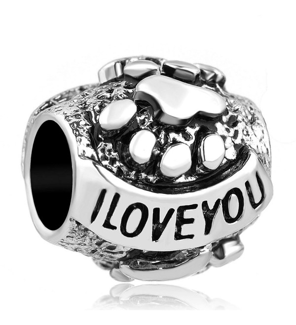 Q&Locket I Love You Dog Paw Print European Bead For Bracelet - CF12MXZC39C