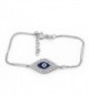 Solid Sterling Silver Rhodium Plated Cubic Zirconia Evil Eye Bracelet - C011JUZ3UH3
