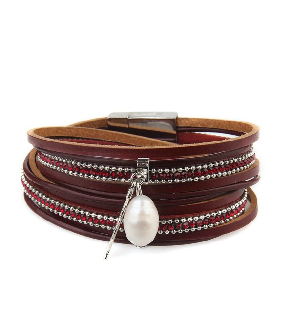 Genuine Leather Vintage Bracelet Jenia - cuff bracelet-red - CG184445N02