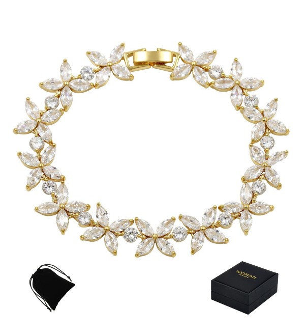 WeimanJewelry Zirconia Bracelet Adjustable Wedding - Beautiful Gold - CC183RD8ZUX
