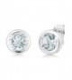 1.50 Ct Round Sky Blue Aquamarine Sterling Silver bezel - Earrings 6mm - CA117O1YI8P