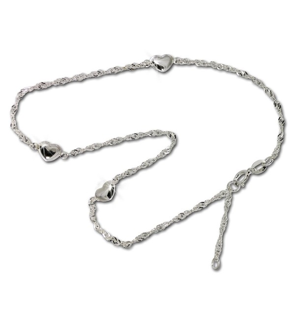 SilberDream anklet silver hearts- 9.84 inch- 925 Sterling Silver SDF019I - CK11EAQTMRX