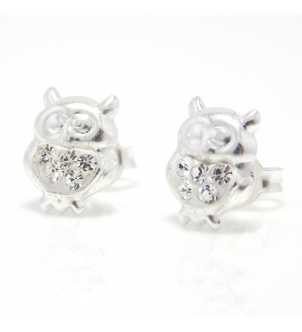 Pro Jewelry .925 Sterling Silver "White Crystal Owl" Stud Earrings for Children & Women ECCN OW 10 - CJ11JGCI4LH